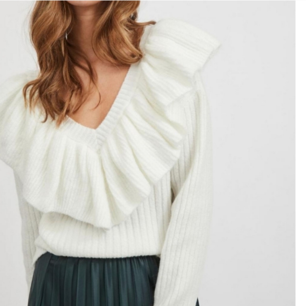 NEW! CeCe Vila Ruffle Knit Sweater - Picture 2 of 10